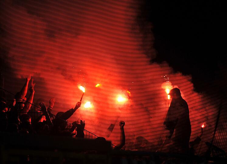 So sah der Löwen-Fanblock beim Auswärtsspiel in Aalen aus.