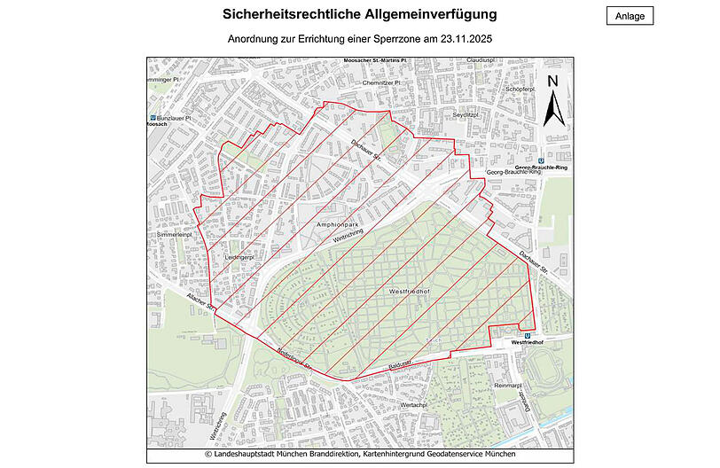 Im Bereich von 700 Metern um die Fliegerbombe auf dem Westfriedhof wird am 23. November ein Evakuierungsradius bestehen, teilt die Branddirektion mit.