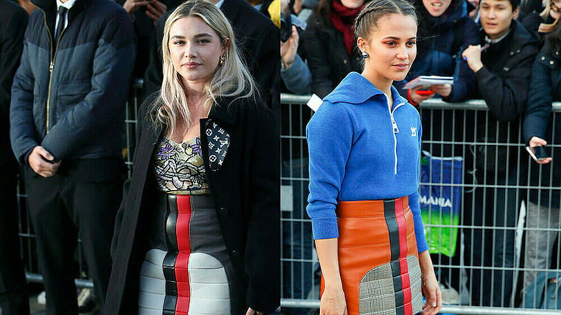 Florence Pugh und Alicia Vikander bei der Paris Fashion Week.