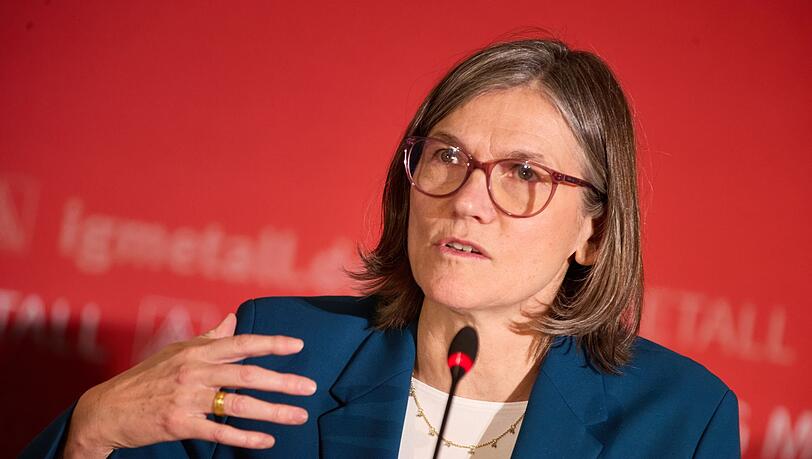 Die IG-Metall-Chefin fordert ein Standortbekenntnis von Unternehmen - und ein Ende von Debatten über vermeintlich faule Beschäftigte. (Archivbild) Die IG-Metall-Chefin fordert ein Standortbekenntnis von Unternehmen - und ein Ende von Debatten über vermeintlich faule Beschäftigte. (Archivbild)