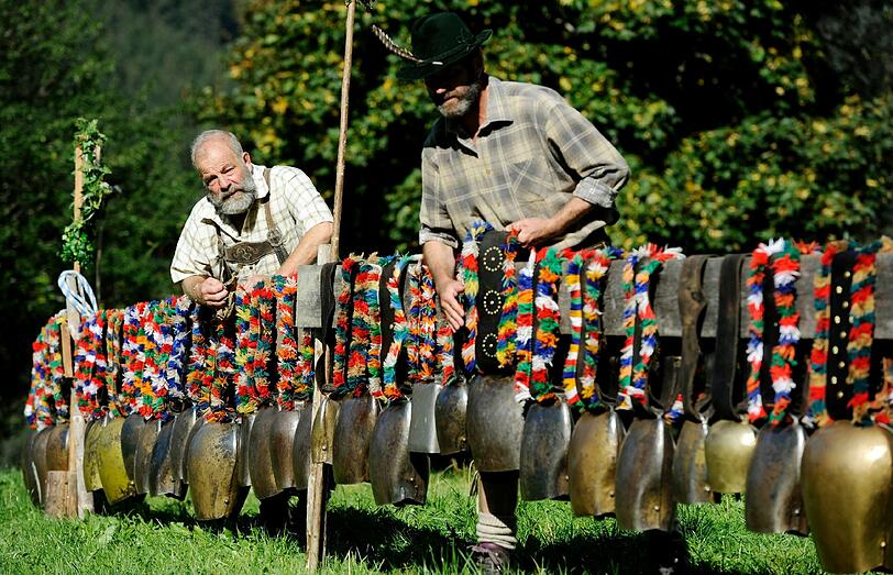 Nach dem Almabtrieb beginnt fuer ihn und die anderen Hirten und Treiber ein muehsames Prozedere: das Schellenputzen.