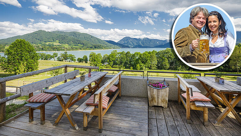 So schee is' am Tegernsee &ndash; etwa im Biergarten der Gut Kaltenbrunn GmbH, die Michael Käfer (im Bild mit Frau Clarissa) gehört.