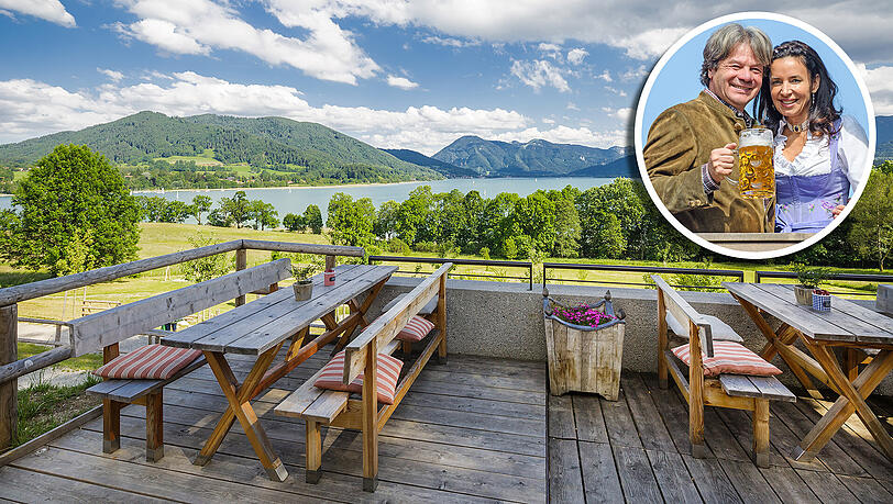 So schee is' am Tegernsee &ndash; etwa im Biergarten der Gut Kaltenbrunn GmbH, die Michael Käfer (im Bild mit Frau Clarissa) gehört.