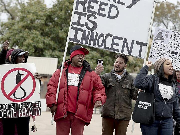 "Rodney Reed ist unschuldig": Demonstranten protestieren gegen die geplante Hinrichtung.