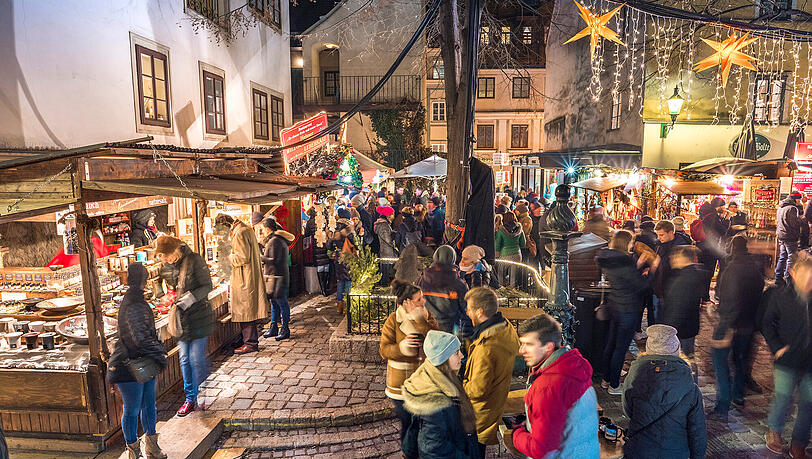 Wintermarkt am Spittelberg in Wien. Wintermarkt am Spittelberg in Wien.