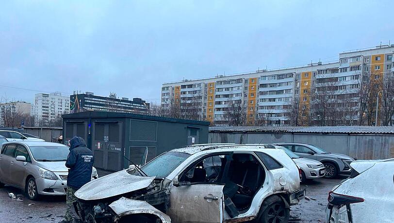 Ermittler bei der Arbeit am Tatort in Moskau.