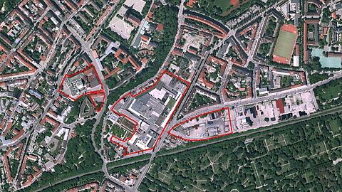 2016 zieht Paulaner (rot markiert) nach 380 Jahren in der Au nach Langwied um. Dann entstehen an der Ohlmüller-, Welfen- und Regerstraße 1450 neue Wohnungen.