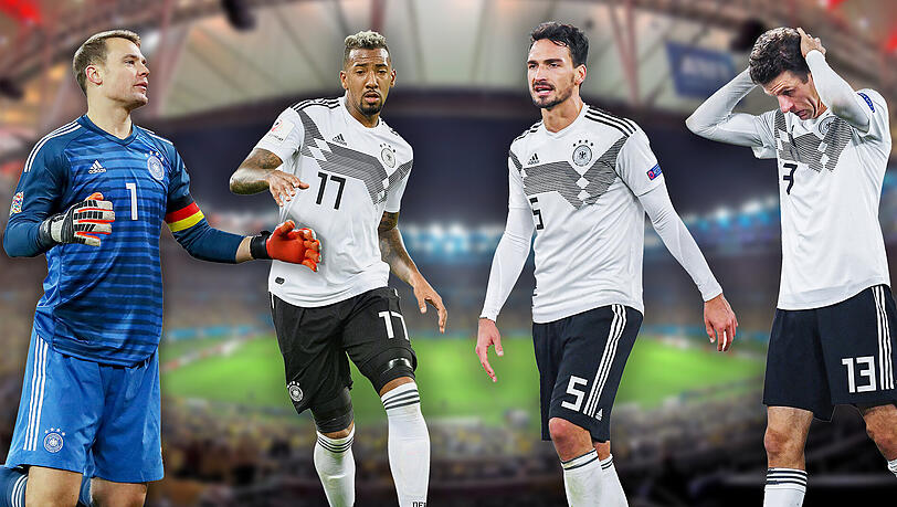 Die Weltmeister Manuel Neuer, Jérôme Boateng, Mats Hummels und Thomas Müller (v.l.) müssen um ihren Platz in der Nationalmannschaft bangen.