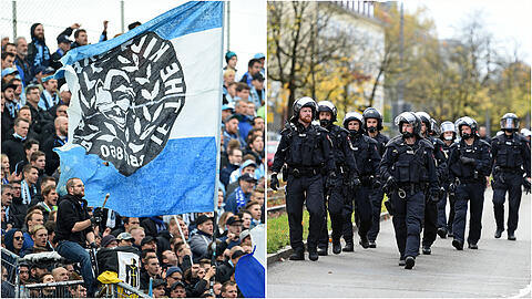 Fussball-Fans erhoben Vorwürfe gegen Polizisten, die keine Nummer trugen.