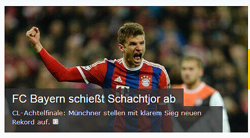 "FC Bayern schießt Schachtjor ab" schreibt Web.de.