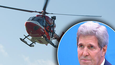 John Kerry hat sich bei einem Fahrradunfall am Bein verletzt. Er kam per Hubschrauber in eine Klinik in Genf.