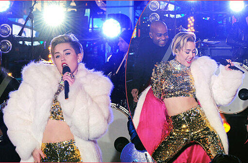 Heißer Start ins neue Jahr: Miley Cyrus läutet den Neujahrs-Countdown am Times Square auf ihre spezielle Art und Weise ein. Die Bilder von dem New Yorker Neujahrstanz.