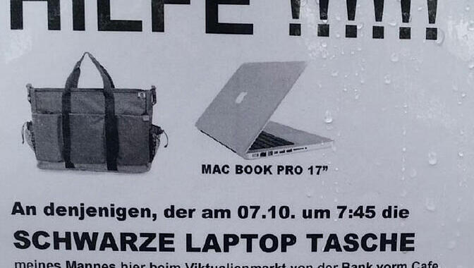"Sie haben uns ruiniert. Wollten Sie das wirklich?" - Mit diesem Zettel appelliert ein Münchner Paar an den Dieb eines Laptops.