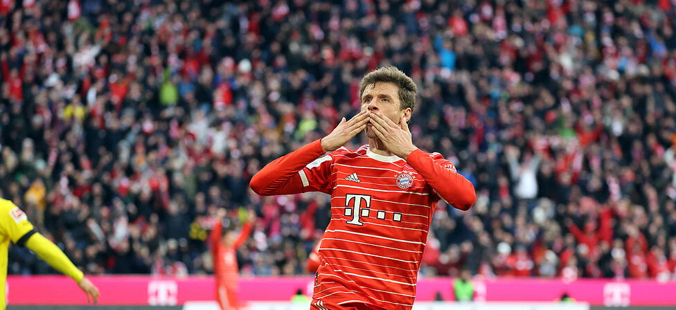 Verteilte nach seinem Doppelpack Küsschen: Bayern-Stürmer Thomas Müller.