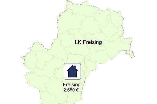 Das Umland: Je dunkler die Karte, desto höher die Kaufkraft. Dazu: Die Quadratmeterpreise für Eigentumswohnungen.