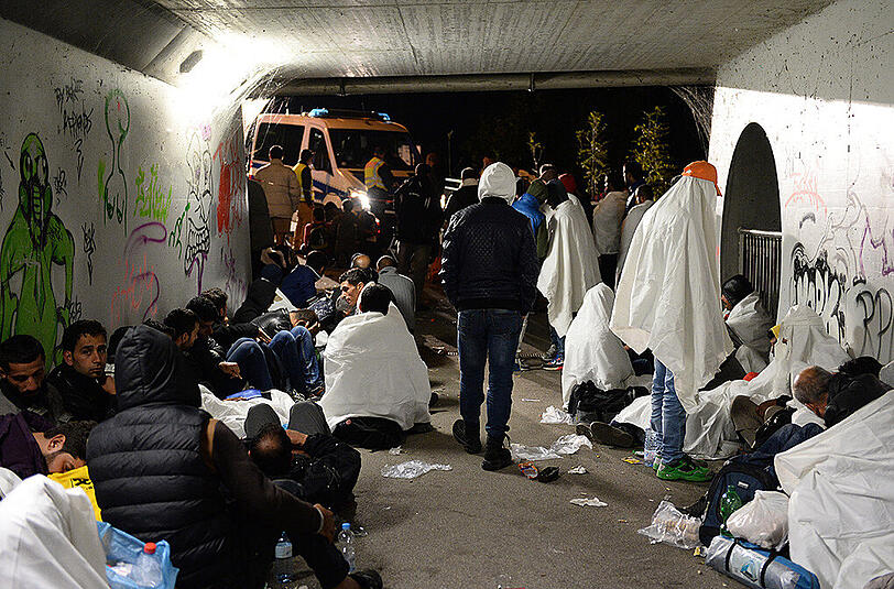 Flüchtlinge im deutsch-österreichischen Grenzgebiet.