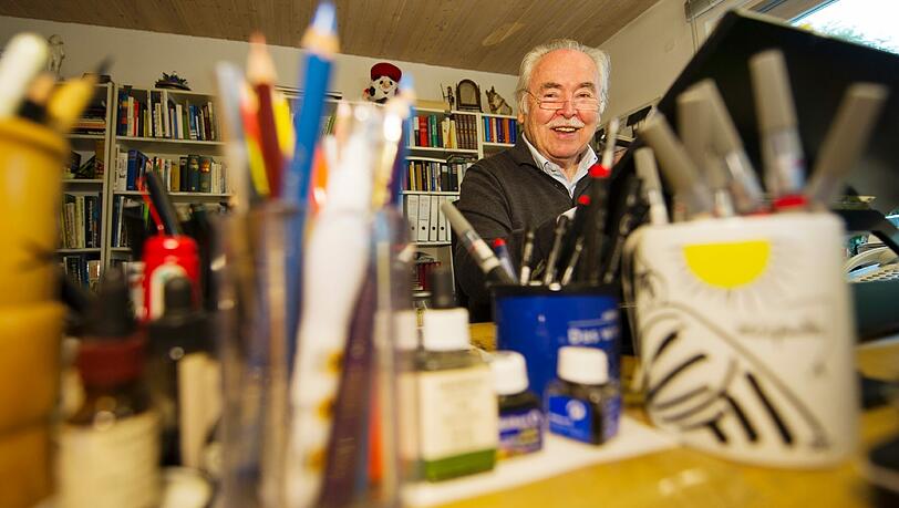 Der Karikaturist Dieter Hanitzsch in seinem Arbeitszimmer in München – am Freitag sitzt er in den Stachus Passagen. Der Karikaturist Dieter Hanitzsch in seinem Arbeitszimmer in München – am Freitag sitzt er in den Stachus Passagen.