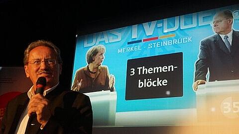 OB Christian Ude bei der Übertragung des TV-Duells in die SPD-Zentrale am Oberanger.