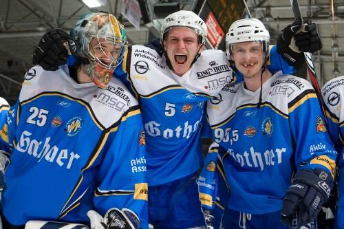 So sehen Finalisten aus: Die EHC-Stars Sebastian Elwing, Christian Wichert und Dave Reid (v.l).