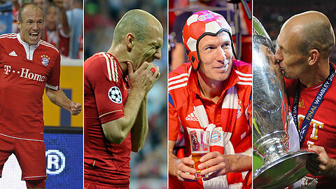 Am 29. August 2009 gab Arjen Robben sein Debüt für den FC Bayern: Wir gönnen uns und Ihnen einen Blick auf ein Jahrzehnt voller Höhen und Tiefen, die der Niederländer in München erlebte. Die Bilder...