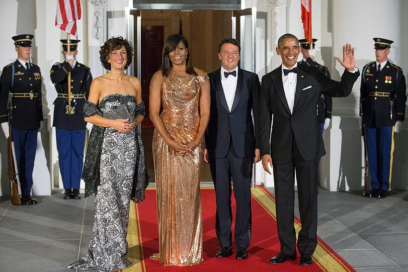 US Präsident Barack Obama und seine First Lady Michelle Obama mit dem italienischen Regierungschef Matteo Renzi und seiner Ehefrau Agnese Landini.