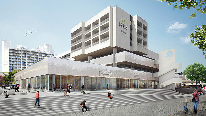 Blick von der Theresienhöhe: So sieht das neue Einkaufszentrum auf dem Plan aus.