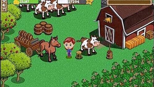 Pferde, Kühe und Menschen mit großen Köpfen: Das ist Farmville. Pferde, Kühe und Menschen mit großen Köpfen: Das ist Farmville.