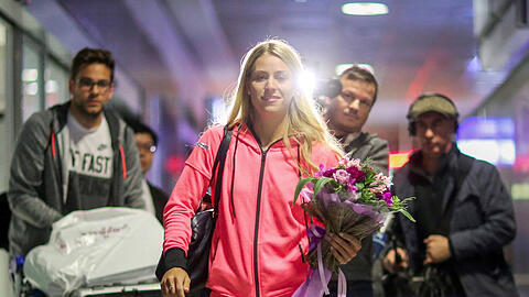 Grand-Slam-Siegerin Angelique Kerber ist wieder in Deutschland. Die Bilder ihrer Ankunft in Frankfurt/Main.