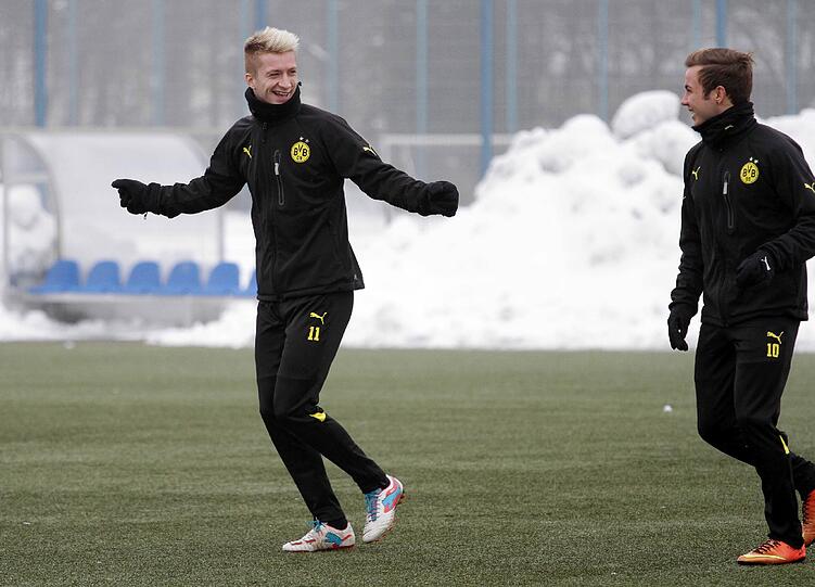 Die Dortmunder auf dem Trainingsgelände des TSV 1860 München