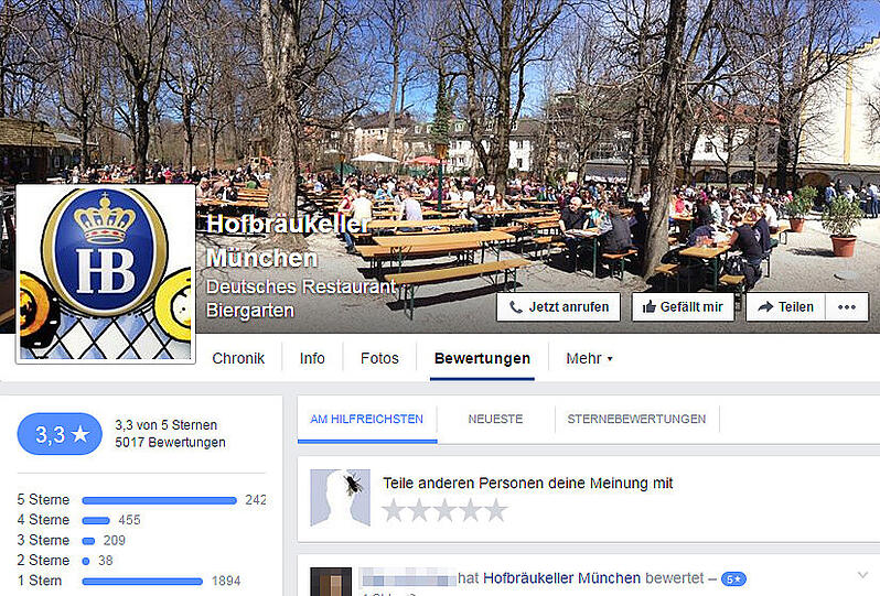 Fünf Sterne oder einer: Bewertungskontroverse auf Facebook.