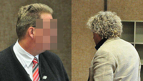 Angeklagt: Markus G. (37) vor Gericht, rechts daneben: Reinhard Sch. (49) im Gerichtssaal Angeklagt: Markus G. (37) vor Gericht, rechts daneben: Reinhard Sch. (49) im Gerichtssaal