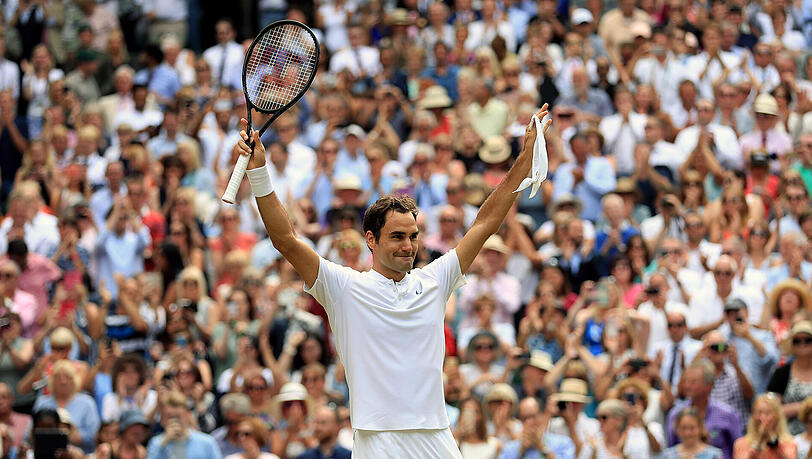 Roger Federer auf dem Tennis-Olymp: Keiner vor ihm konnte acht Mal Wimbledon gewinnen. Roger Federer auf dem Tennis-Olymp: Keiner vor ihm konnte acht Mal Wimbledon gewinnen.