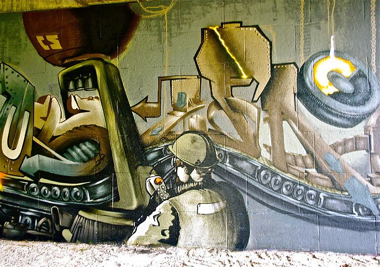 Isart Graffiti Aktion an der Brudermühlbrücke