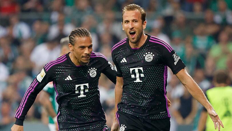 Erstes Bundesligaspiel, aber mit Leroy Sané harmoniert Neuzugang Harry Kane (vorne) schon beinahe perfekt.