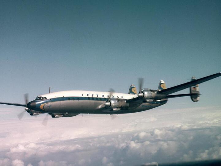 Die viermotorige Lockheed Super Star flog in den 1950er und 1960er Jahren die Atlantikstrecke.