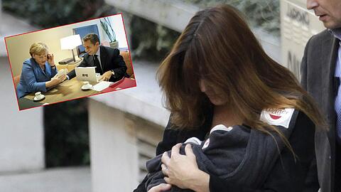 Bruni und "le bébé" haben das Krankenhaus verlassen - Sarkozy wurde derweil von Kanzlerin Merkel in Brüssel beglückwunscht.