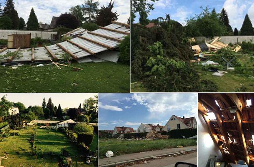 In Affing hat der Tornado gewütet und Häuser abgedeckt.