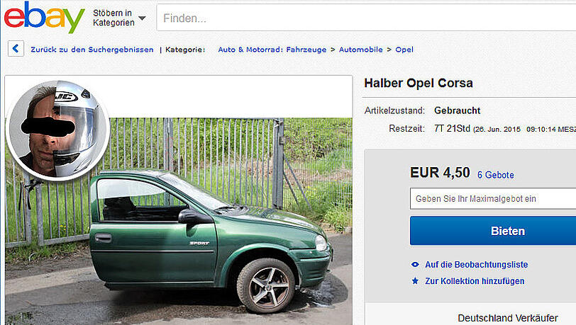 Selbst das Auto wurde in zwei gleich große Stücke zerteilt und steht jetzt zum Verkauf. Selbst das Auto wurde in zwei gleich große Stücke zerteilt und steht jetzt zum Verkauf.