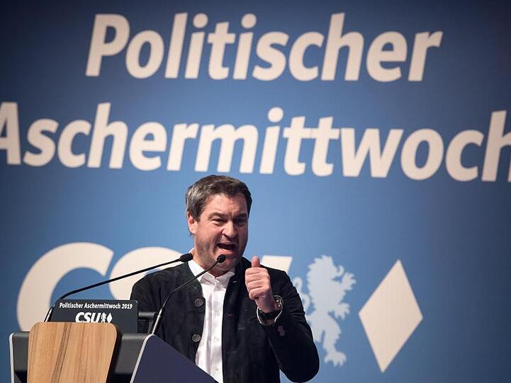 Bayerns Ministerpräsident Markus Söder spricht beim politischen Aschermittwoch der CSU. Foto: P. Kneffel/Archiv
