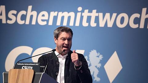 Bayerns Ministerpräsident Markus Söder spricht beim politischen Aschermittwoch der CSU. Foto: P. Kneffel/Archiv