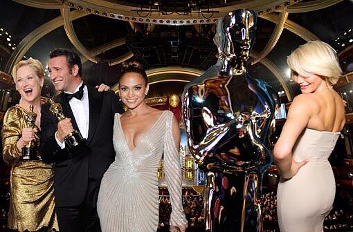 Ein nostalgischer Stummfilm aus Frankreich triumphiert bei den Oscars. Sehen Sie hier die besten Bilder der diesjährigen Academy Awards.