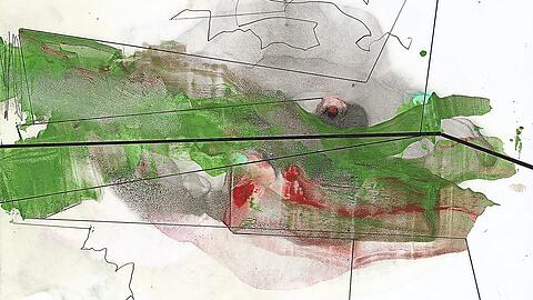 Das Gehirn will ein Krokodil sehen - Gerhard Richter " 15.4.2020, recto", Bleistift und farbige Tusche, 210 x 297 mm.  Abb: © Gerhard Richter 2021