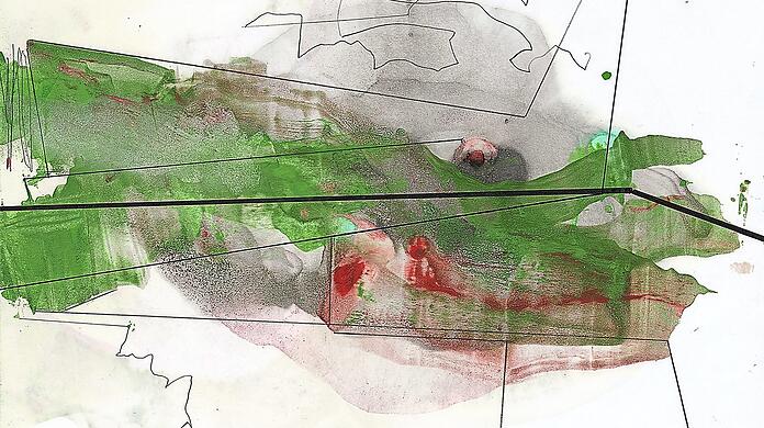 Das Gehirn will ein Krokodil sehen - Gerhard Richter " 15.4.2020, recto", Bleistift und farbige Tusche, 210 x 297 mm.  Abb: © Gerhard Richter 2021