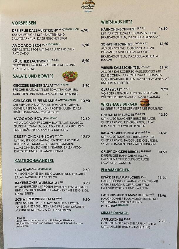 Ein Blick in die neue Speisekarte. Ein Blick in die neue Speisekarte.