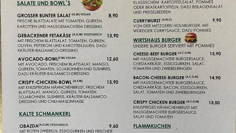 Ein Blick in die neue Speisekarte. Ein Blick in die neue Speisekarte.