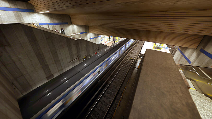 Der Abgang zur U-Bahn-Haltestelle Implerstraße. Ab 14. März kann man hier mit der U6 nicht mehr in Richtung Norden fahren. Der Abgang zur U-Bahn-Haltestelle Implerstraße. Ab 14. März kann man hier mit der U6 nicht mehr in Richtung Norden fahren.