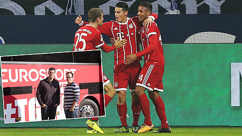 "Intelligente Spieler können immmer zusammenspielen", sagt Ballack (im kleinen Bild mit AZ-Reporter Patrick Strasser) über Müller (l.) und James (Mitte).