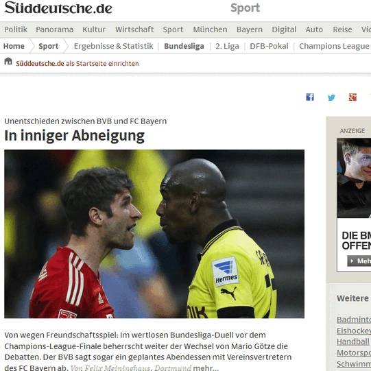 Die "SZ" titelt mit: "In inniger Abneigung".