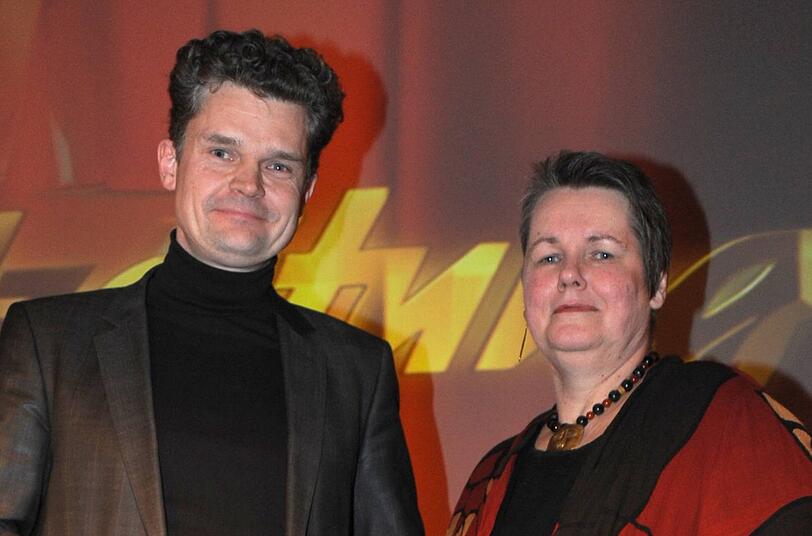 Die Direktorin des Museums Ägyptischer Kunst, Sylvia Schoske, und Innenarchitekt Christian Raißle.