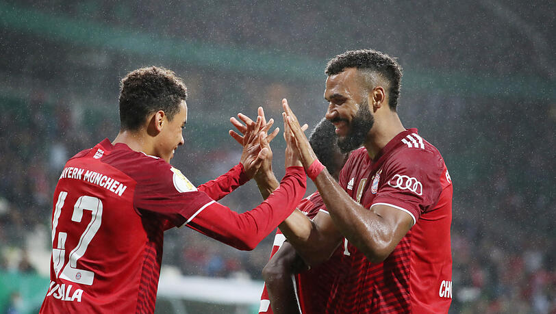 Die beiden überragenden Offensivspieler gegen den Bremer SV: Jamal Musiala (l.) und Eric-Maxim Choupo-Moting